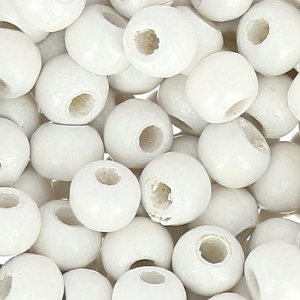 Wooden round beads 6mm white x125