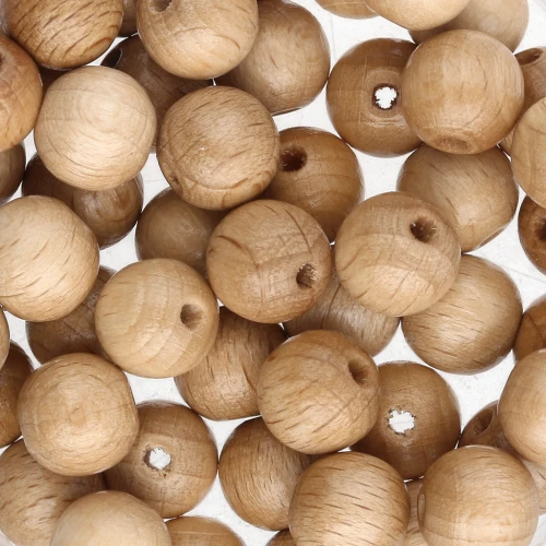 Wooden round beads 10 mm Natural x50