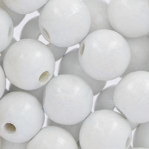 Wooden round beads 10 mm White x50