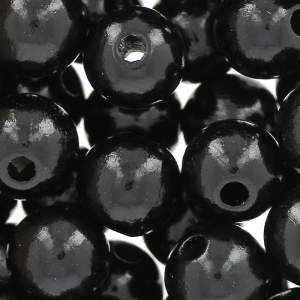Wooden round beads 10 mm Black x50