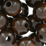 Large Round Wooden Beads, 12 mm, Sepia, x30