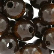 Large Round Wooden Beads, 12 mm, Sepia, x30