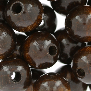 Large Round Wooden Beads, 12 mm, Sepia, x30