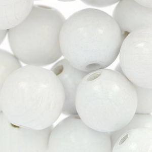 Wooden round beads 12 mm White x30