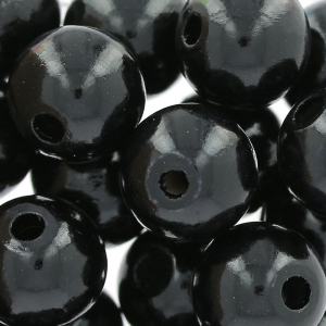 Wooden round beads 12 mm Black x30