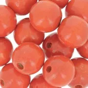 Wooden round beads 15 mm Orange x15