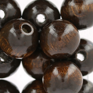 Wooden round beads 15 mm Bown x15