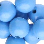 Large round wooden beads 15 mm - Blue x15