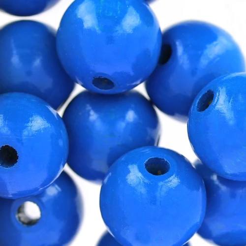 Large round wooden beads 15 mm - Blue x15