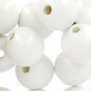 Wooden round beads 15 mm white x15