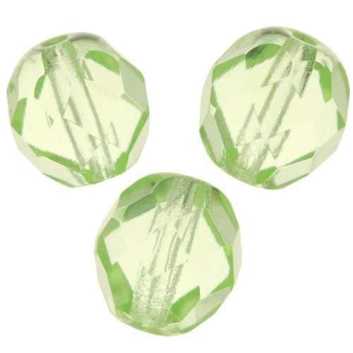 Fire Polished faceted round beads 8mm Peridot x20