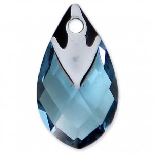 Pendant Pear high metallic 6565 18 mm Aquamarine / Light Chrome x1
