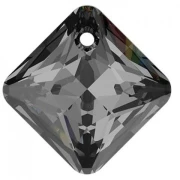 Pendant Princess Cut Swarovski 6431 9 mm Crystal Silver Night x1