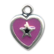 Heart charm Enamelled plum 12mm x1|raw }}