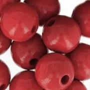 Grosses perles rondes en bois 15 mm Rouge x15
