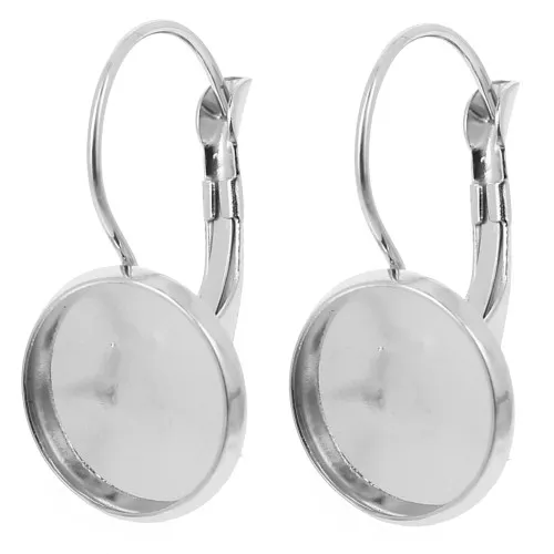 Dormeuses earrings for 12 mm cabochon - 304 stainless steel x2