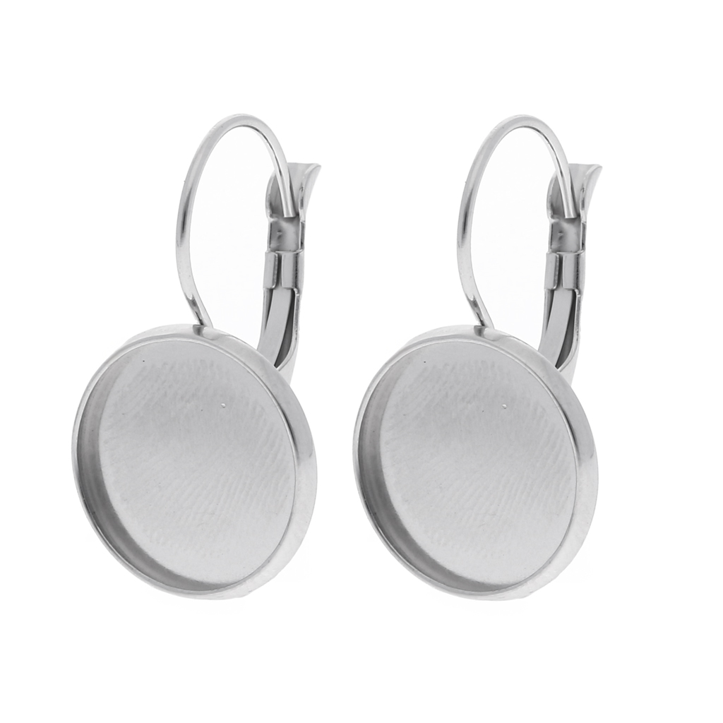 Leverback earrings for cabochon 14 mm stainless steel x2 Perles & Co