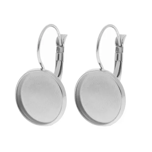 Dormeuses earrings for 14 mm cabochon - 304 Stainless Steel x2