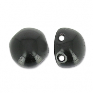 Bead cabochon 2 hole 6 mm Jet x20