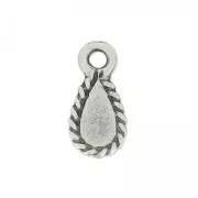 Drop pendants 11.5 mm antique silver tone x4
