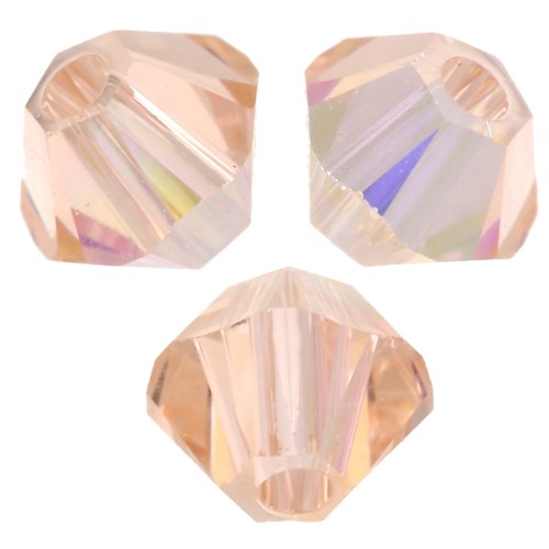 Swarovski 3 mm crystal bicones - Light Peach AB x50