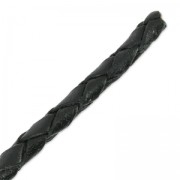 Braided leather cord 3mm black x 1m|raw }}