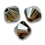 Swarovski 5328 Crystal Bicones 4mm Smoky Quartz Satin x50