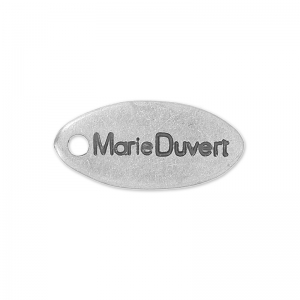 Personalizable oval charm 15x6mm old silver tone x1000