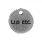 Personalizable round charm  8mm old silver tone x1000|raw }}