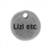 Personalizable round charm  8mm old silver tone x1000