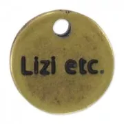 Personalizable round charm  12mm bronze x1000