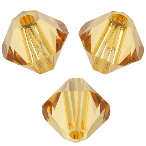 5mm Swarovski 5328 Crystal Bicones - Golden Topaz x20