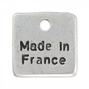 Square personalizable charm 10mm old silver tone x1000