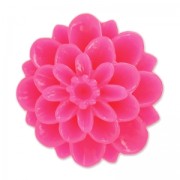 Resin cabochon flower 20mm Fuchsia x1