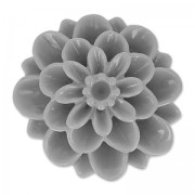 Resin cabochon flower 20mm Grey x1