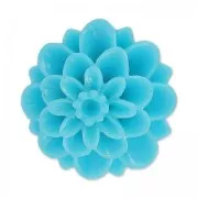 Resin cabochon flower 20mm Turquoise x1