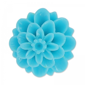 Resin cabochon flower 20mm Turquoise x1