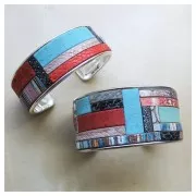 Brass bracelet base with curved edge 23x163mm silver tone  x1