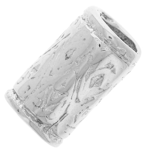 Bead big hole texturized 14x8 mm - Rhodium x1