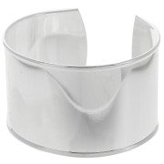Brass bracelet base with curved edge 37mm sivler tone  x1