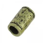 Bead big hole texturized 14x8 mm bronze x1