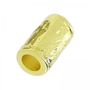 Bead big hole texturized 14x8 mm fine Gold plated x1