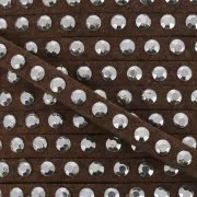 Suede Band with rivets 3 mm Marron/silver tone x5m