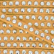 Suede Band with rivets 3 mm Orange/silver tone x5m