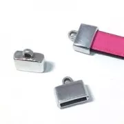 Terminator for flat lace 10 mm 13x12 mm Antique Silver Plating x1