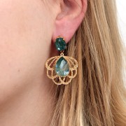 Cabochon Swarovski 4120 14x10 mm - Crystal Pine Green Ignite x1