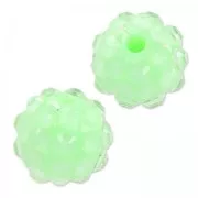 Resin bead with strass  12 mm Crystal/Chrysolite x5