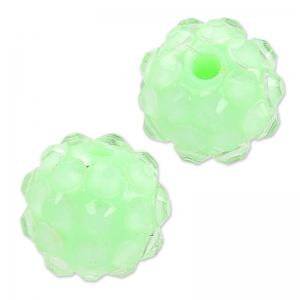 Resin bead with strass  12 mm Crystal/Chrysolite x5