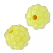 Resin bead with strass  12 mm Crystal/Jonquil x5