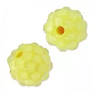 Resin bead with strass  12 mm Crystal/Jonquil x5